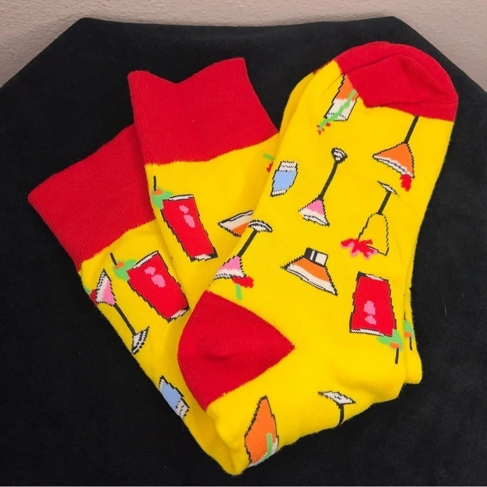 Mens Fun Colorful Socks Martini Bartender Gift Retro Vacation Rockabilly